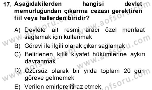 Kalem Mevzuatı Dersi 2014 - 2015 Yılı (Final) Dönem Sonu Sınav Soruları 17. Soru