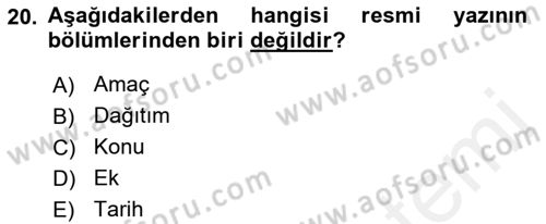 Kalem Mevzuatı Dersi 2018 - 2019 Yılı (Final) Dönem Sonu Sınav Soruları 20. Soru