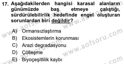 Sürdürülebilir Kentsel Dayanıklılık Dersi 2022 - 2023 Yılı Yaz Okulu Sınav Soruları 17. Soru
