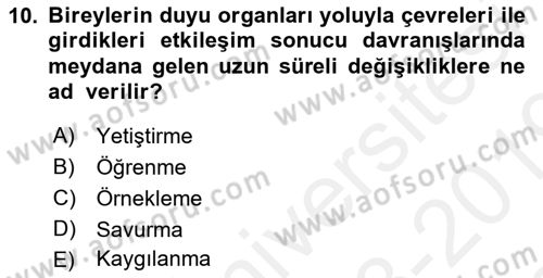 Acil Durum ve Afet Farkındalık Eğitimi Dersi 2018 - 2019 Yılı (Final) Dönem Sonu Sınav Soruları 10. Soru