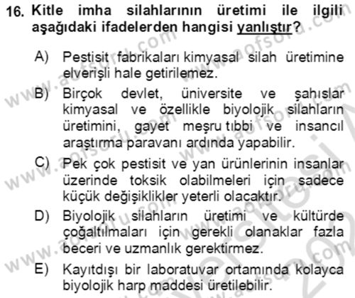 Kbrn Savunma Ve Güvenlik Dersi 2023 - 2024 Yılı (Vize) Ara Sınav Soruları 16. Soru