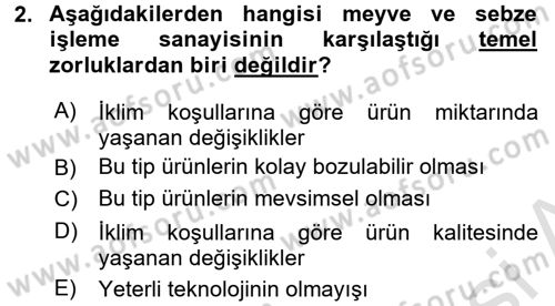 Gıda Coğrafyası Dersi 2016 - 2017 Yılı (Vize) Ara Sınav Soruları 2. Soru