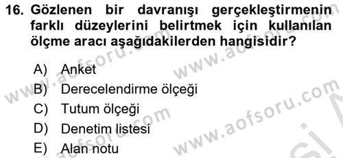 Acil Durum ve Afet Farkındalık Eğitimi Dersi 2019 - 2020 Yılı (Final) Dönem Sonu Sınav Soruları 16. Soru