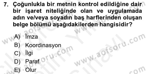 Hukuk Dili Ve Adli Yazışmalar Dersi 2018 - 2019 Yılı (Vize) Ara Sınav Soruları 7. Soru