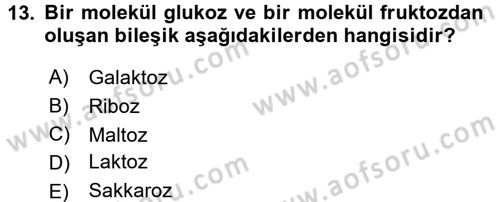 Beslenmenin Temel İlkeleri Dersi 2015 - 2016 Yılı (Vize) Ara Sınav Soruları 13. Soru