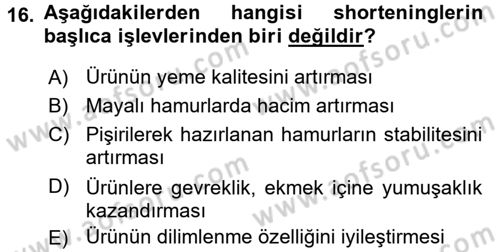 Temel Mutfak Teknikleri Dersi 2016 - 2017 Yılı (Final) Dönem Sonu Sınav Soruları 16. Soru