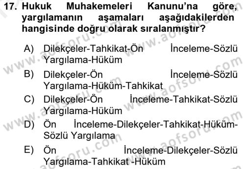 Hukuk Dili Ve Adli Yazışmalar Dersi 2015 - 2016 Yılı (Vize) Ara Sınav Soruları 17. Soru