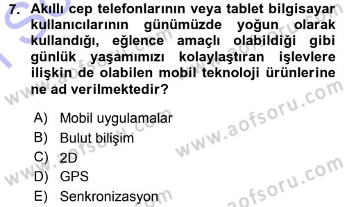 Büro Teknolojileri Dersi 2015 - 2016 Yılı (Final) Dönem Sonu Sınav Soruları 7. Soru