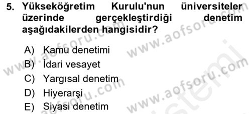 İdari Yargı Dersi 2015 - 2016 Yılı (Vize) Ara Sınav Soruları 5. Soru