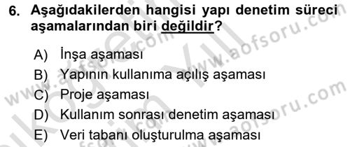Afet Yönetimi 1 Dersi 2021 - 2022 Yılı Yaz Okulu Sınav Soruları 6. Soru