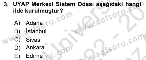 Mesleki Bilgisayar Ve Uyap Dersi 2022 - 2023 Yılı Yaz Okulu Sınav Soruları 3. Soru