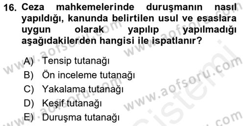 Hukuk Dili Ve Adli Yazışmalar Dersi 2018 - 2019 Yılı (Vize) Ara Sınav Soruları 16. Soru