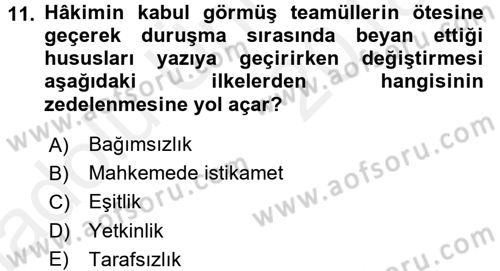 Adalet Meslek Etiği Dersi 2017 - 2018 Yılı 3 Ders Sınav Soruları 11. Soru