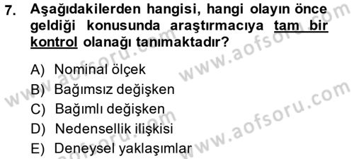 Uluslararası İlişkilerde Araştırma Yöntemleri Dersi 2013 - 2014 Yılı (Vize) Ara Sınav Soruları 7. Soru