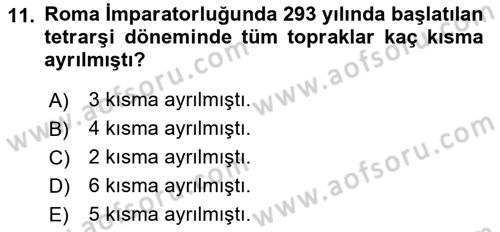 Anadolu Arkeolojisi Dersi 2024 - 2025 Yılı (Final) Dönem Sonu Sınav Soruları 11. Soru