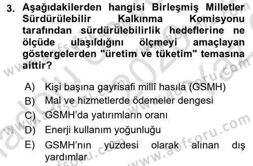 Gastronomi Ve Sürdürülebilirlik Dersi 2020 - 2021 Yılı Yaz Okulu Sınav Soruları 3. Soru
