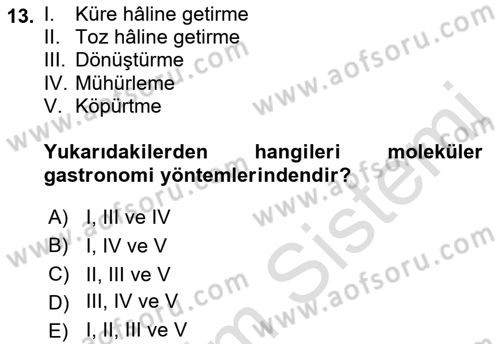 Menü Yönetimi Dersi 2018 - 2019 Yılı Tek Ders Sınav Soruları 13. Soru