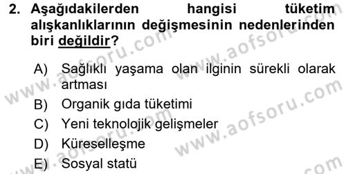 Beslenmenin Temel İlkeleri Dersi 2015 - 2016 Yılı (Vize) Ara Sınav Soruları 2. Soru