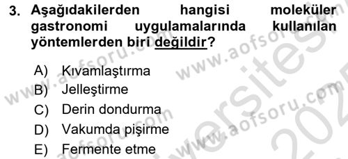 Gastronomi Ve Sürdürülebilirlik Dersi 2024 - 2025 Yılı Yaz Okulu Sınav Soruları 3. Soru