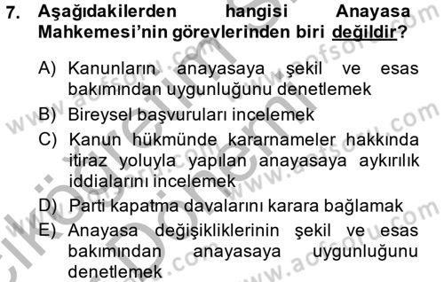 İdari Yargı Dersi 2013 - 2014 Yılı (Vize) Ara Sınav Soruları 7. Soru