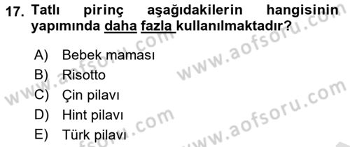 Temel Mutfak Teknikleri Dersi 2022 - 2023 Yılı (Final) Dönem Sonu Sınav Soruları 17. Soru