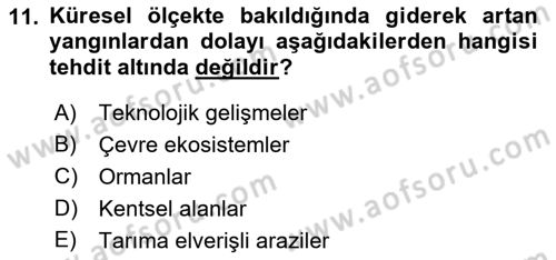 Sürdürülebilir Kentsel Dayanıklılık Dersi 2022 - 2023 Yılı Yaz Okulu Sınav Soruları 11. Soru