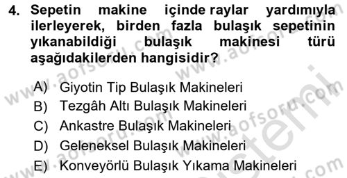 Yiyecek Ve İçecek İşletmeciliği Dersi 2024 - 2025 Yılı (Vize) Ara Sınav Soruları 4. Soru