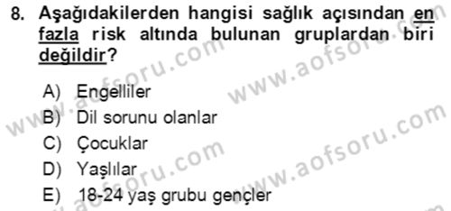 Göç Ve Göçmen Sorunları Dersi 2019 - 2020 Yılı (Final) Dönem Sonu Sınav Soruları 8. Soru
