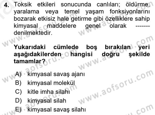 Kbrn Savunma Ve Güvenlik Dersi 2018 - 2019 Yılı (Vize) Ara Sınav Soruları 4. Soru