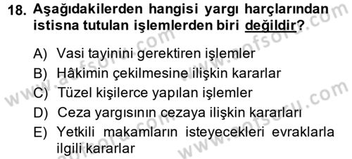 Damga Vergisi Ve Harçlar Bilgisi Dersi 2014 - 2015 Yılı Tek Ders Sınav Soruları 18. Soru