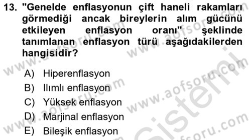 Afet Ekonomisi Ve Sigortacılığı Dersi 2023 - 2024 Yılı (Vize) Ara Sınav Soruları 13. Soru