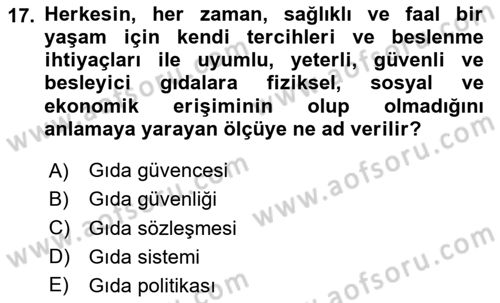 Yemek Sosyolojisi Dersi 2020 - 2021 Yılı Yaz Okulu Sınav Soruları 17. Soru