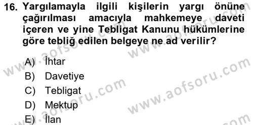 Hukuk Dili Ve Adli Yazışmalar Dersi 2016 - 2017 Yılı 3 Ders Sınav Soruları 16. Soru