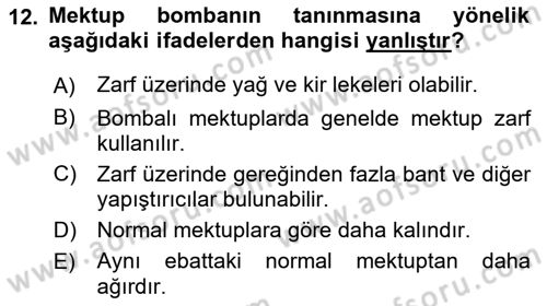 Kbrn Savunma Ve Güvenlik Dersi 2021 - 2022 Yılı Yaz Okulu Sınav Soruları 12. Soru