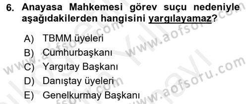 İdari Yargı Dersi 2018 - 2019 Yılı (Vize) Ara Sınav Soruları 6. Soru