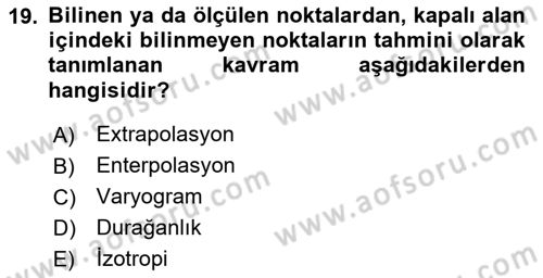 Veri Analizi Ve Değerlendirme Dersi 2023 - 2024 Yılı Yaz Okulu Sınav Soruları 19. Soru