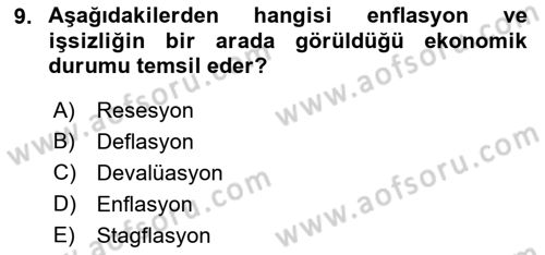 Afet Ekonomisi Ve Sigortacılığı Dersi 2018 - 2019 Yılı 3 Ders Sınav Soruları 9. Soru