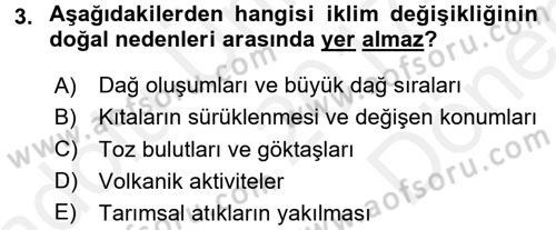 Temel Afet Bilgisi Dersi 2017 - 2018 Yılı (Final) Dönem Sonu Sınav Soruları 3. Soru