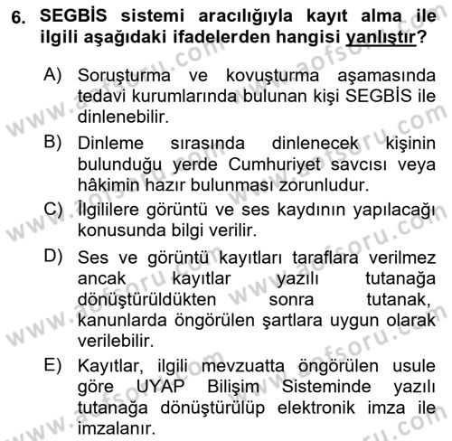 Mesleki Bilgisayar Ve Uyap Dersi 2023 - 2024 Yılı (Final) Dönem Sonu Sınav Soruları 6. Soru