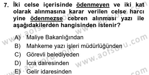 Damga Vergisi Ve Harçlar Bilgisi Dersi 2017 - 2018 Yılı (Final) Dönem Sonu Sınav Soruları 7. Soru