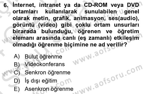 Büro Teknolojileri Dersi 2023 - 2024 Yılı (Final) Dönem Sonu Sınav Soruları 6. Soru