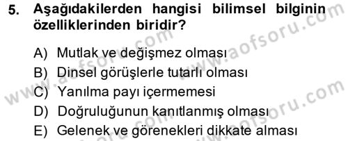 Sosyal Bilimlerde Araştırma Yöntemleri Dersi 2014 - 2015 Yılı (Vize) Ara Sınav Soruları 5. Soru