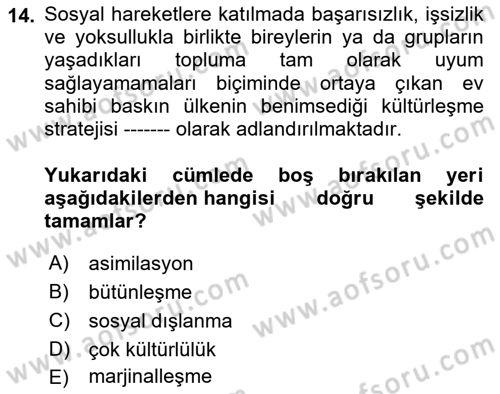 Göç Ve Göçmen Sorunları Dersi 2024 - 2025 Yılı (Final) Dönem Sonu Sınav Soruları 14. Soru