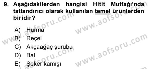 Gastronomi Tarihi Dersi 2025 - 2026 Yılı (Vize) Ara Sınav Soruları 9. Soru