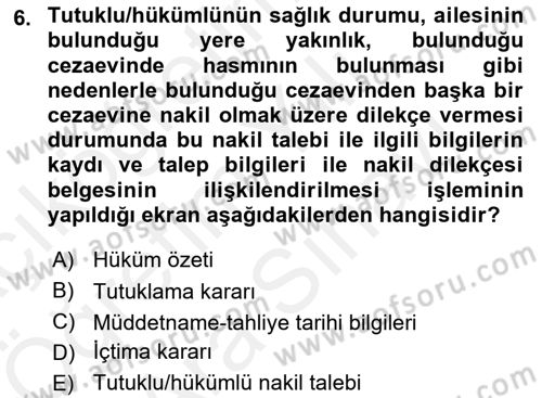 Ulusal Yargı Ağı Projesi 2 Dersi 2018 - 2019 Yılı (Vize) Ara Sınav Soruları 6. Soru
