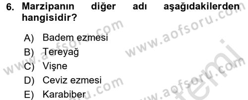 Gastronomi Tarihi Dersi 2016 - 2017 Yılı (Final) Dönem Sonu Sınav Soruları 6. Soru