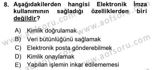Büro Teknolojileri Dersi 2022 - 2023 Yılı (Vize) Ara Sınav Soruları 8. Soru
