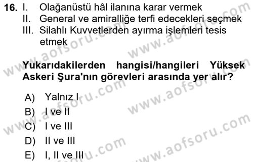İdari Yargı Dersi 2021 - 2022 Yılı (Vize) Ara Sınav Soruları 16. Soru