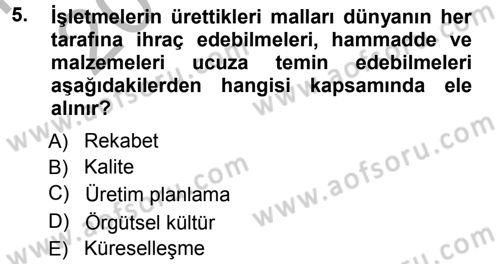 Büro Teknolojileri Dersi 2012 - 2013 Yılı (Vize) Ara Sınav Soruları 5. Soru