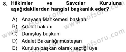 İdari Yargı Dersi 2017 - 2018 Yılı (Vize) Ara Sınav Soruları 8. Soru